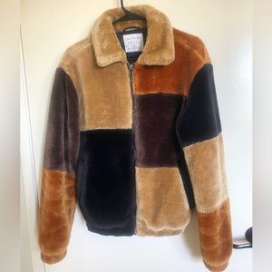 Urban Outfitters Fluffy Brown Boxed Jacket Women Size Small